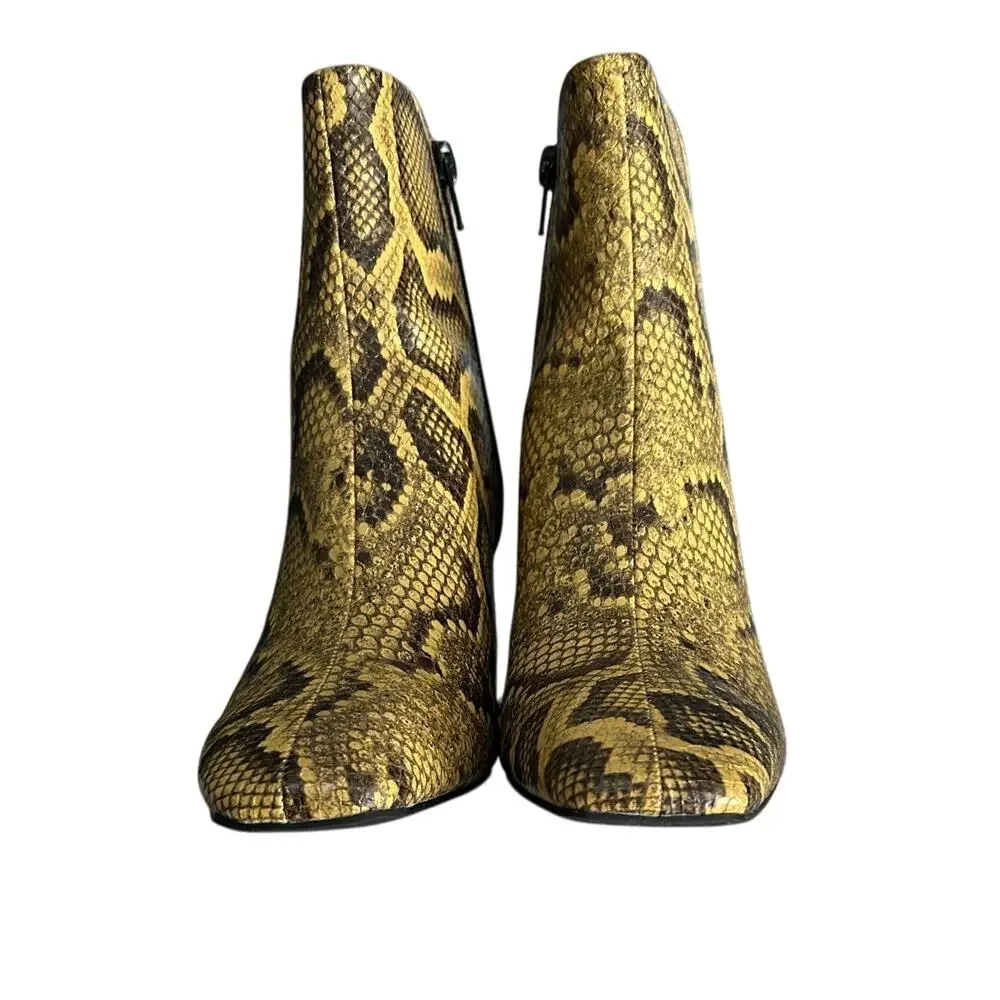 Katy Perry Geminni Mustard Print Zip up Block Heel Ankle Bootie-6.5-NIB